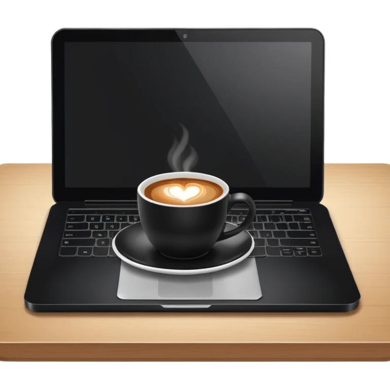 laptop and coffee on the table emoji