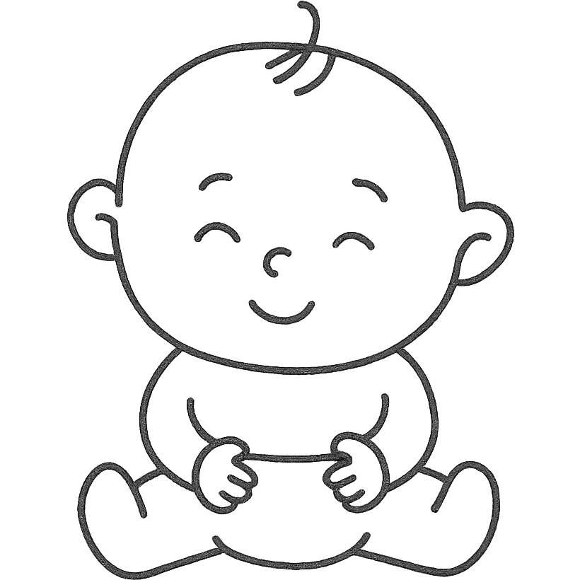 hand-drawn outlined icon of a baby emoji
