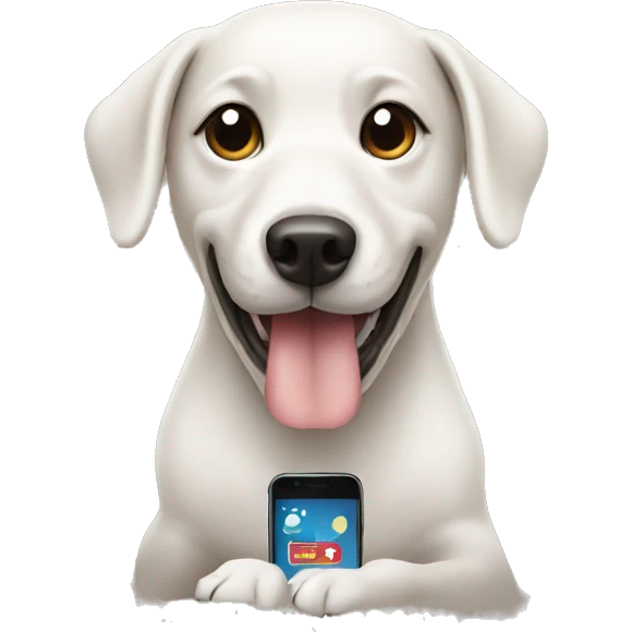 Dog uses phone emoji