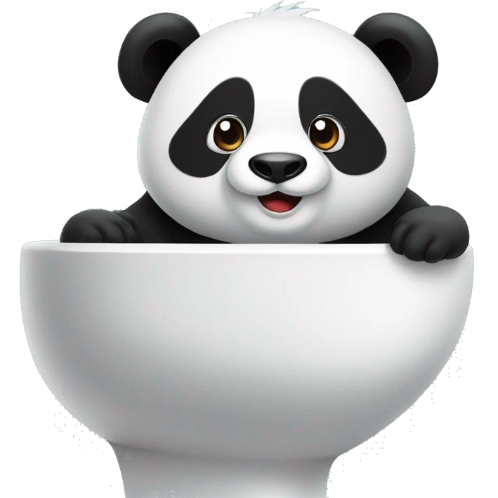 Un Panda assis sur des WC sourit, heureux  emoji