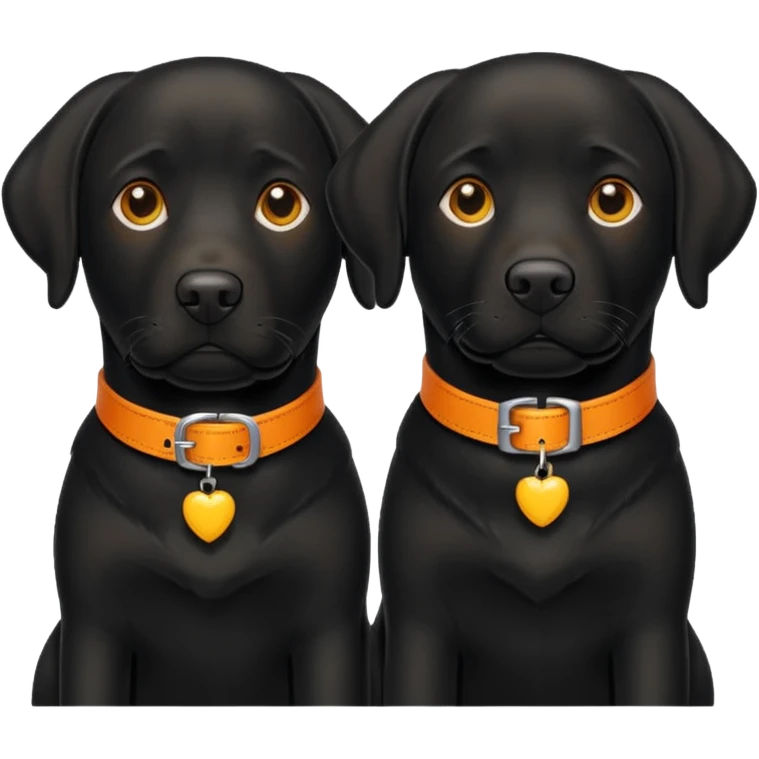 2 black labradors yellow and orange collar emoji