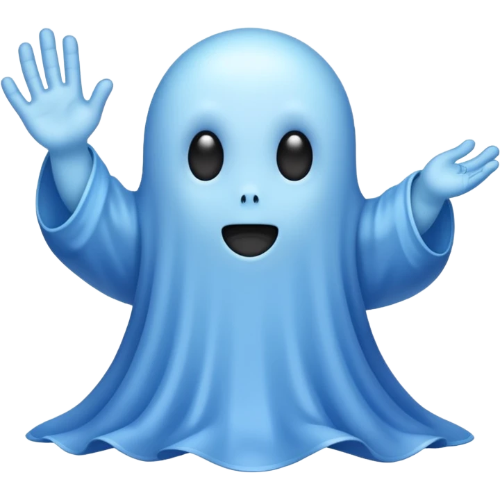 Cute blue ghost siéging heil emoji