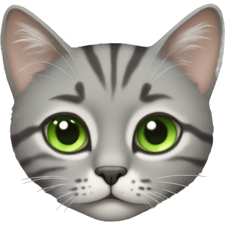 Grey tabby cat fluffy green eyes emoji