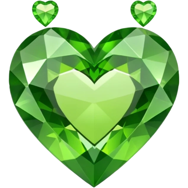 green heart made o gemstone with sharp outlines and shiny the color is more like lime emoji