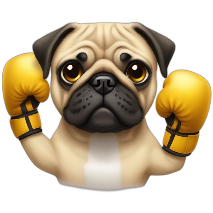 pug with boxing gloves and golden with boxing gloves emoji