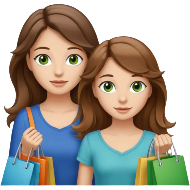 make me and my best friend togheter i have brown hair that falls on my shoulders and brown eyes and she has really long wavy brown hair with a little blonde and green/blue eyes we are shopping and i have BROWN eyes emoji