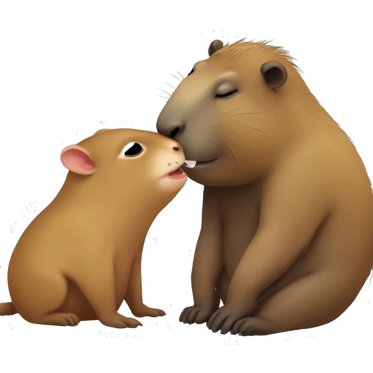 Capybara and monkey kissing emoji