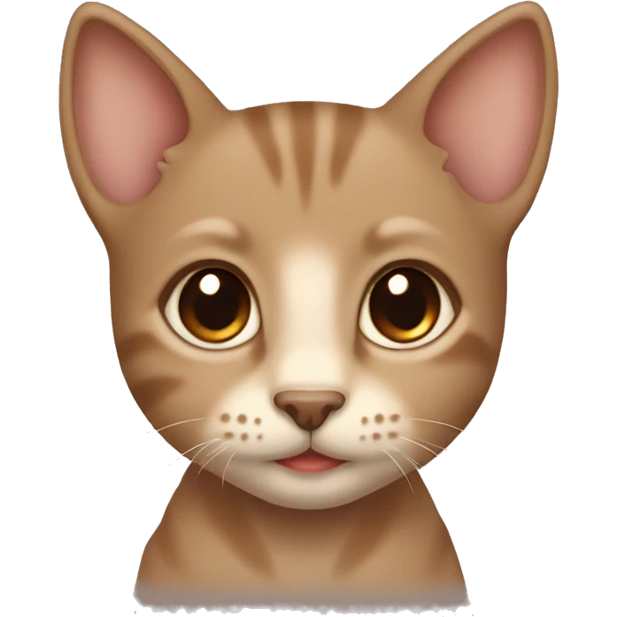 A brown little  kitten with brown eyes and beige bow neck emoji