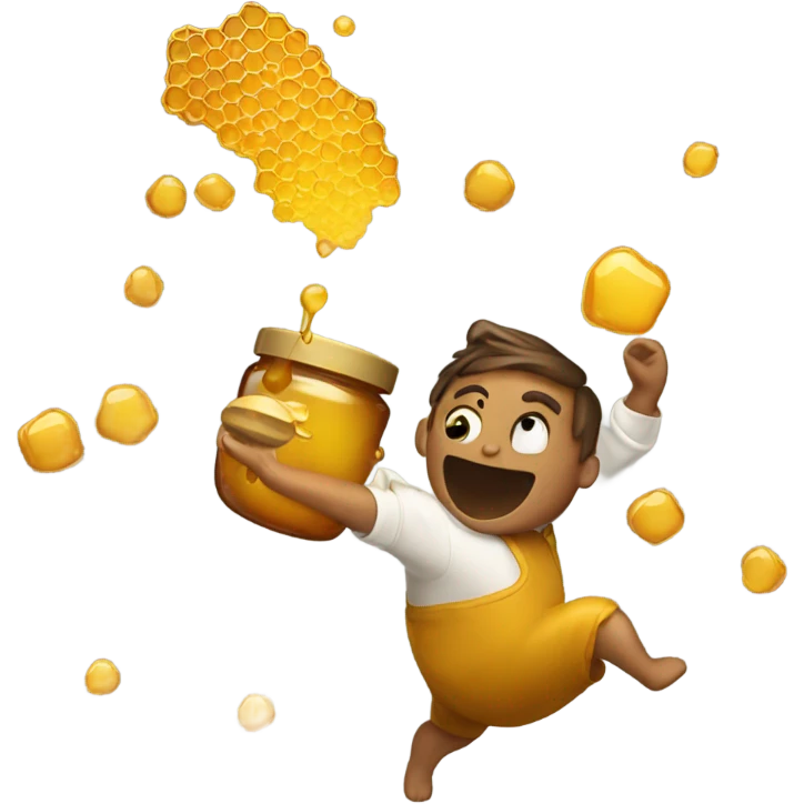 Person throwing honey while happy emoji
