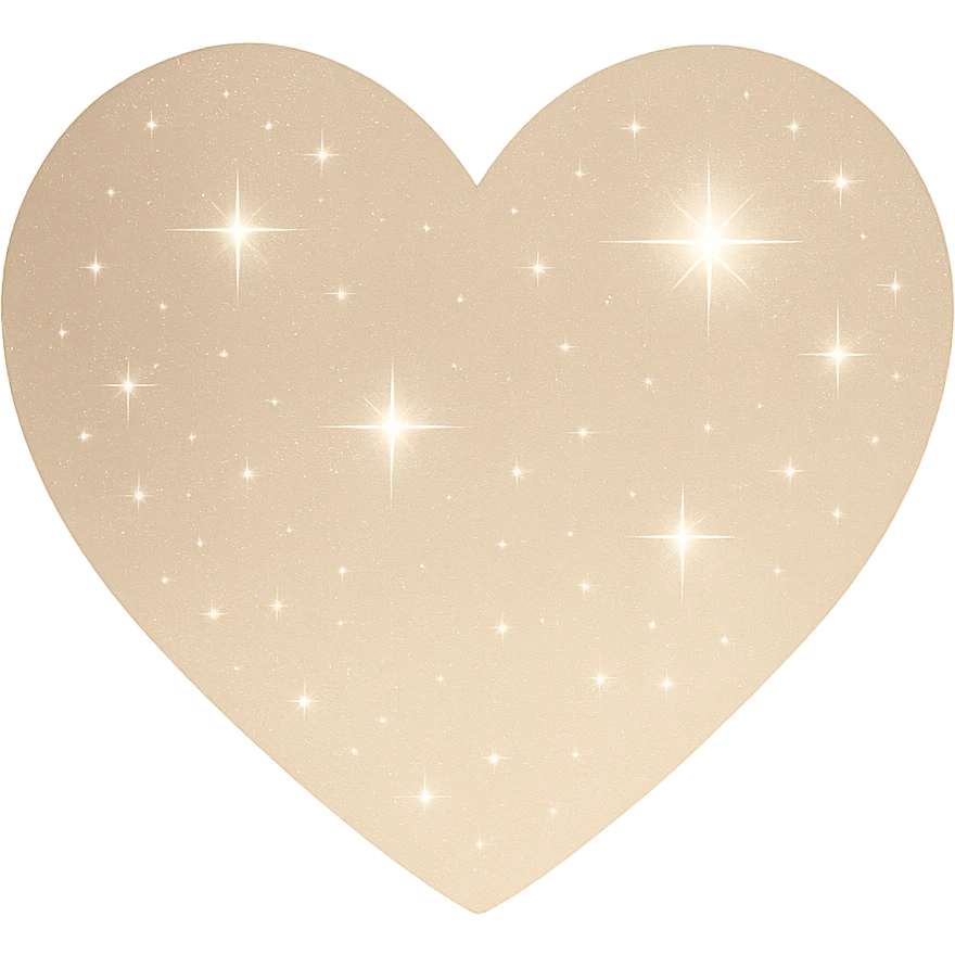 Modify the heart with a night sky gradient to beige night theme with a beige gradient, more stars, and a soft glow. Remove the background entirely  emoji