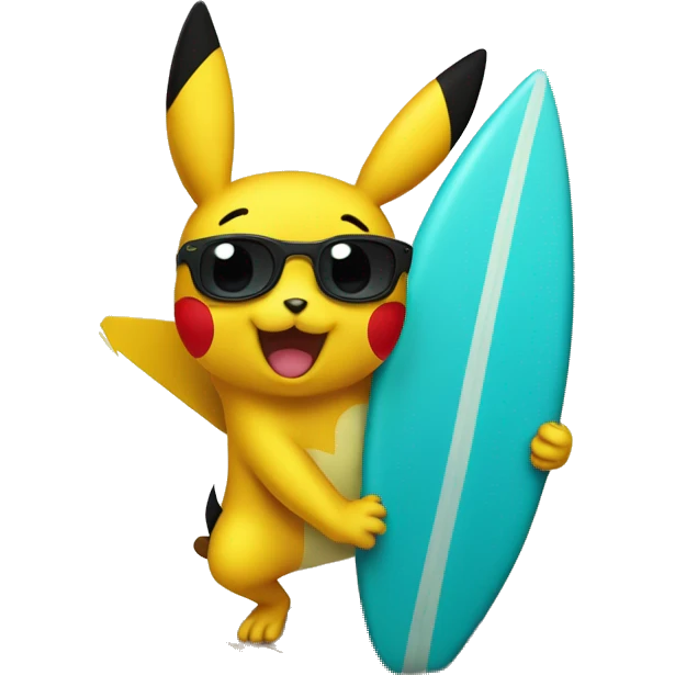 pickachu on a surf board emoji