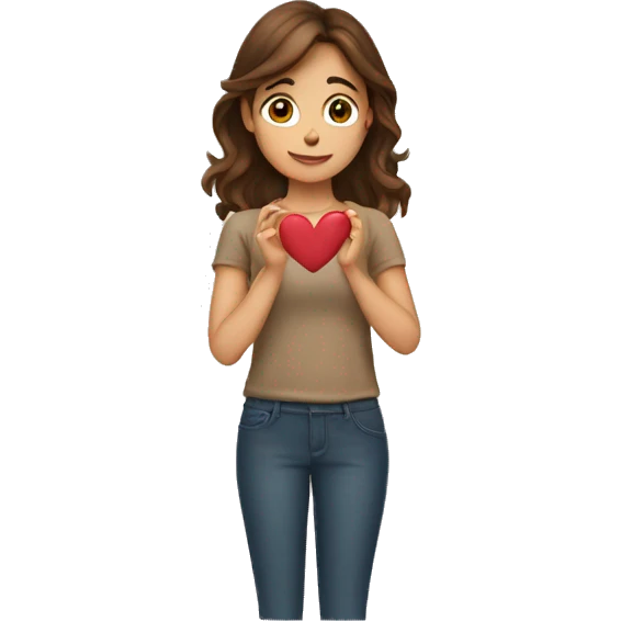 Brown haired girl making a heart with her hands  emoji