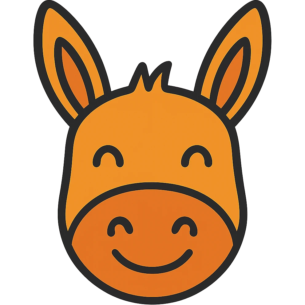 Happy donkey head icon in orange tones, color outline style, no background emoji