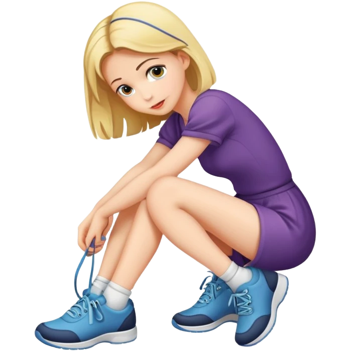 girl tying her shoes emoji