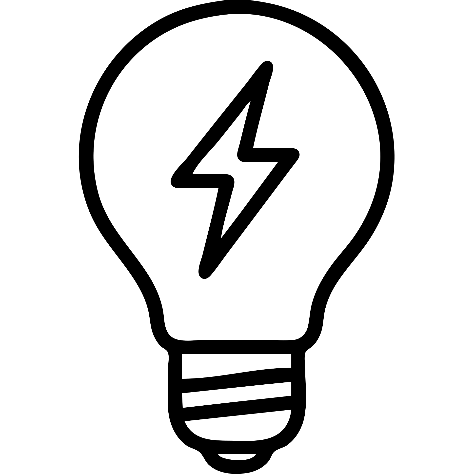 minimalist vector icon of a classic incandescent lightbulb with rounded glass bulb and screw-in base, with a sharp angular lightning bolt replacing the filament inside the bulb, clean modern vector art, single dark gray color, no gradients or shadows, bold clear lines, balanced proportions, unified design emoji