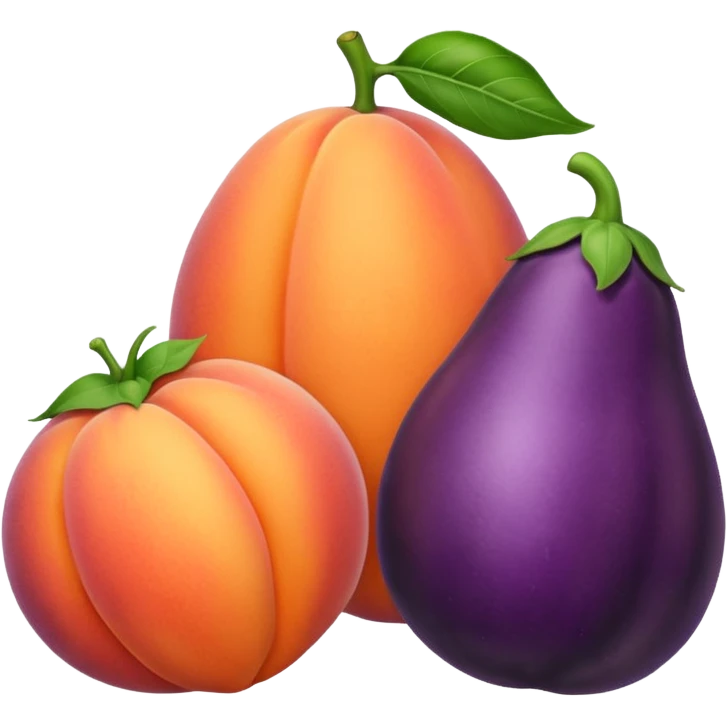 Peach with eggplant between emoji