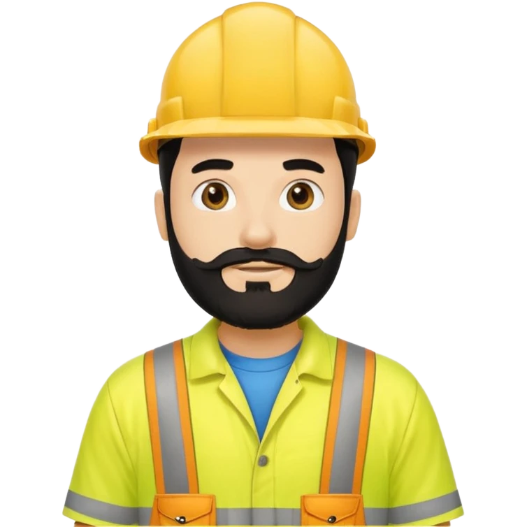 Man in yellow hi vis overalls, with black hair and full beard emoji
