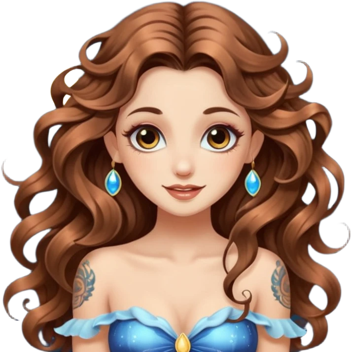 flirty moon fairy woman long wavy brown hair tattoos wink sparkle emoji