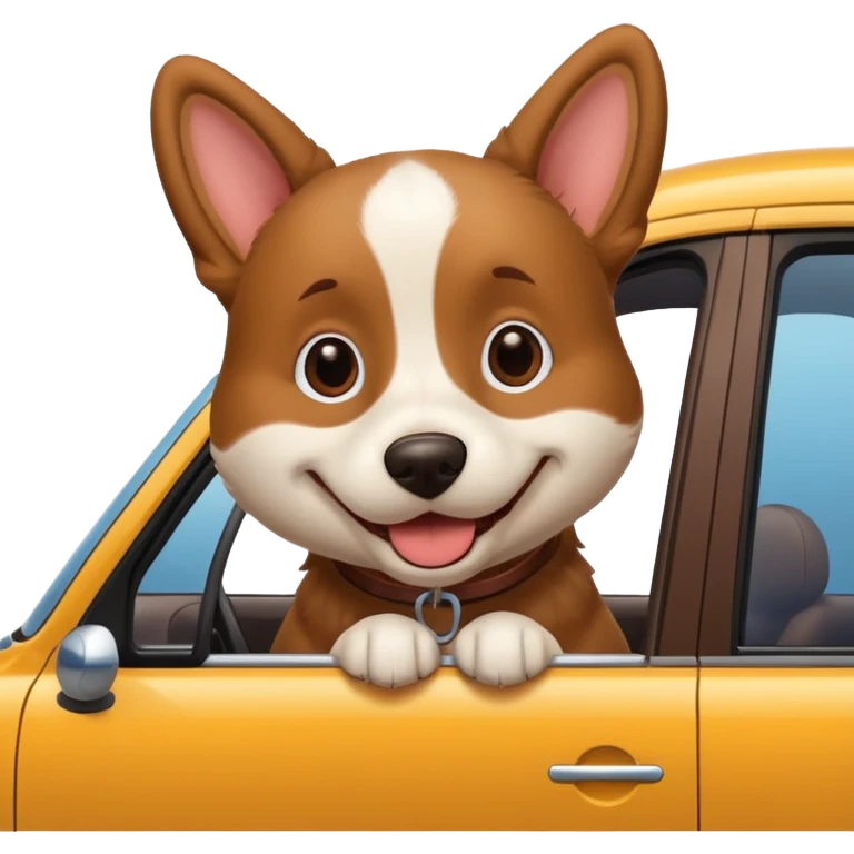 Car with dog sticking out head from window emoji