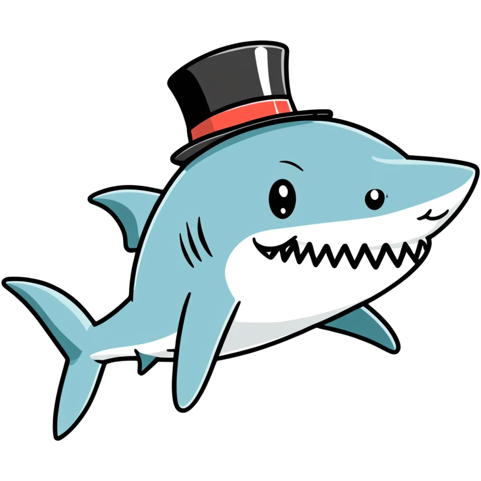 Shark with a top hat emoji