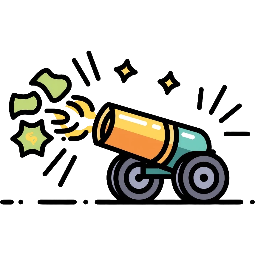 cash cannon shooting dollar bills emoji