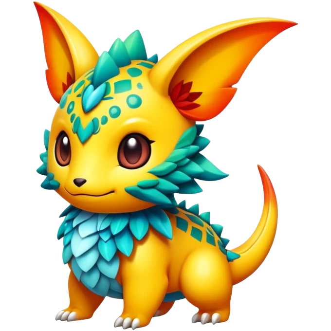 Exotic colorful chibi Fakémon-creature emoji