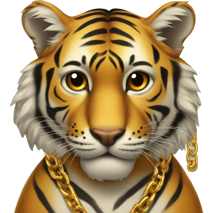 Tiger wearing gold chains emoji