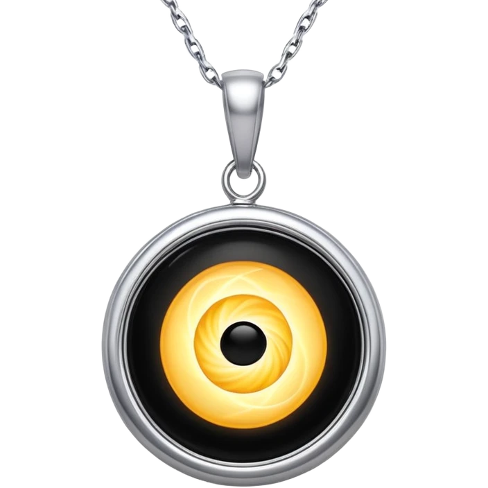polished onyx pendant radiating a soft glow, silver chain dynamically twisting to represent resilience emoji