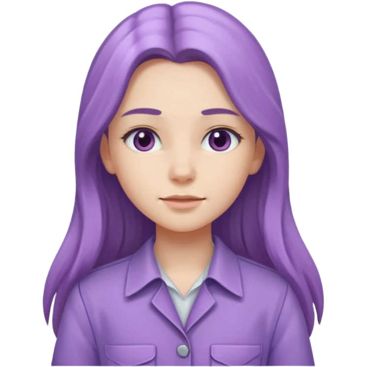 lilac girl with long hair worker emoji