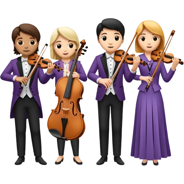 quartet of violin, flute, viola, and cello emoji