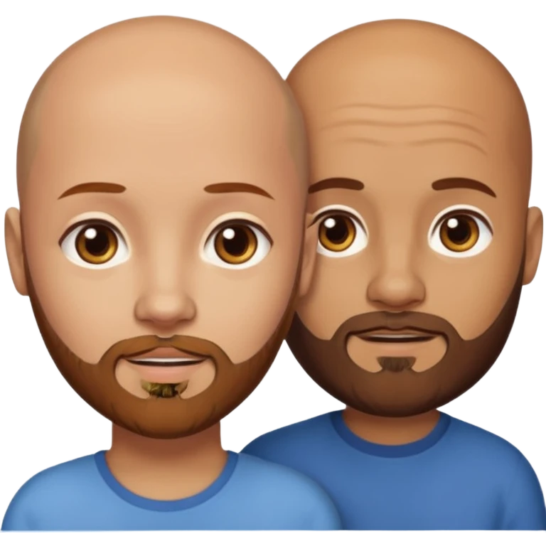 Couple. A bald man with brown beard and a girl with light skin dark yellowish brown auburn hair. emoji