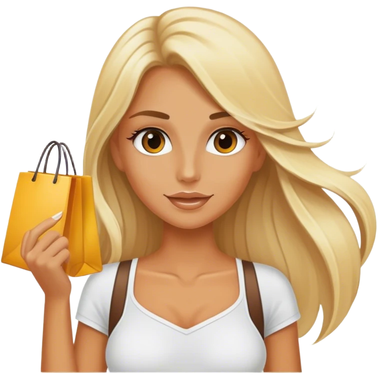 Blonde girl shopping with fake tan long hair  emoji