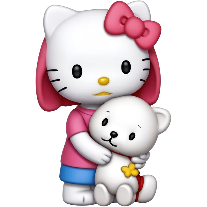 Hello kitty hugging snoopy emoji