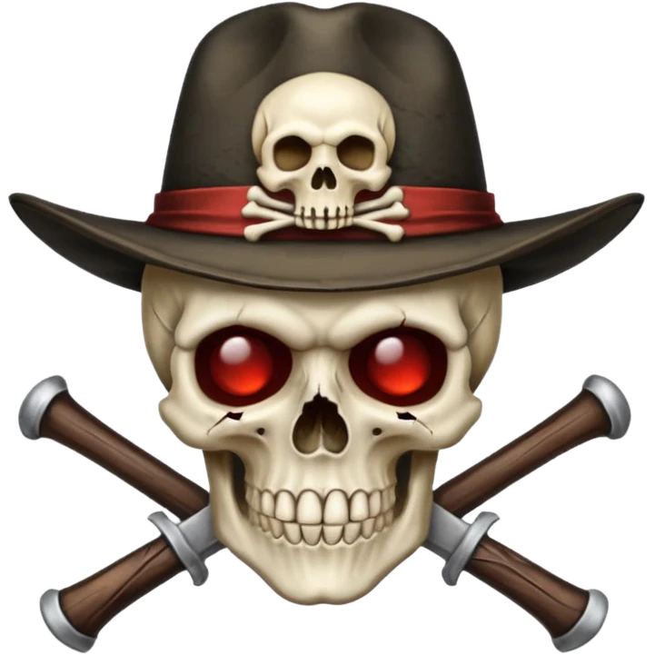 A skull and crossbones wearing a vampire hunter hat. emoji