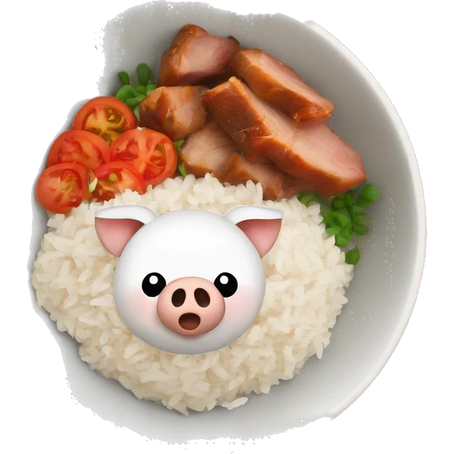 Porc with rice and tomato bowl emoji