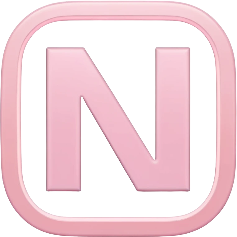 Netflix aesthetic "N" logo in pastel pink with white glowing outline emoji