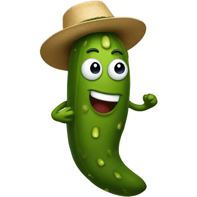 Pickle dancing in a hat emoji