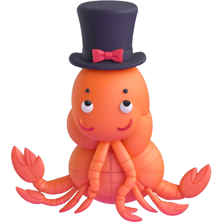 shrimp wearing a top hat emoji