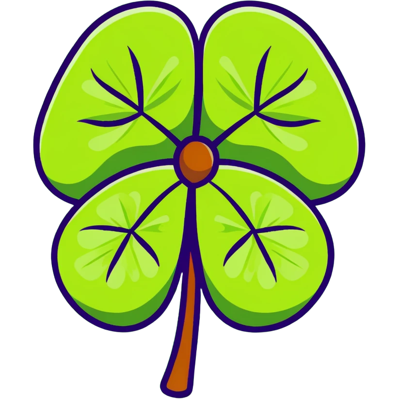 lucky four-leaf clover and kiwi fruit emoji
