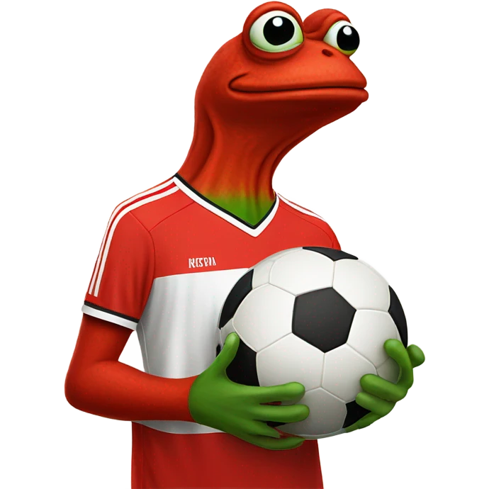 red pepe frog in soccer jersey emoji