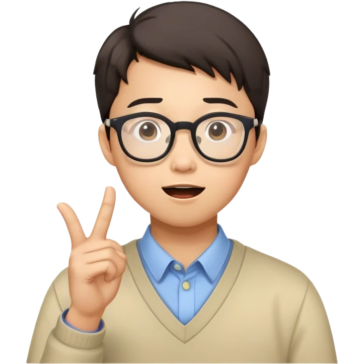 asian "Face with glasses, nerdy, surprised emoji