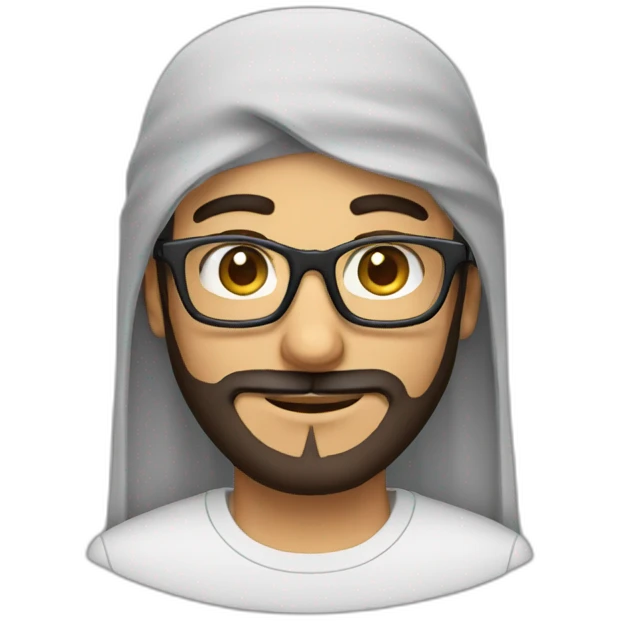 arab guy with square glasses and a beard without a mustache emoji