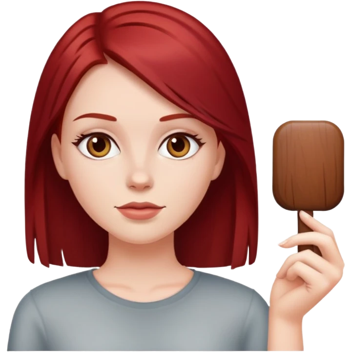 white girl with dark red straight hair emoji