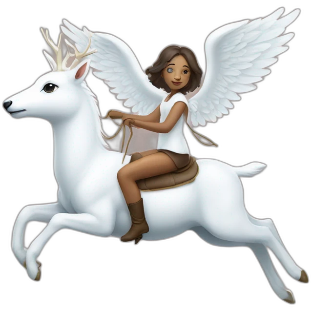 Twin angel riding a white deer emoji