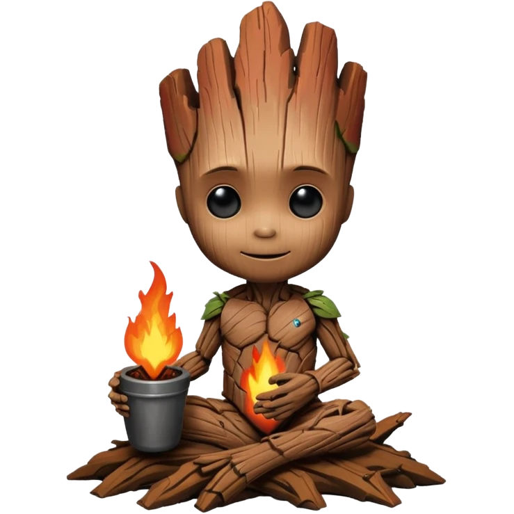 baby-groot with a hearth emoji