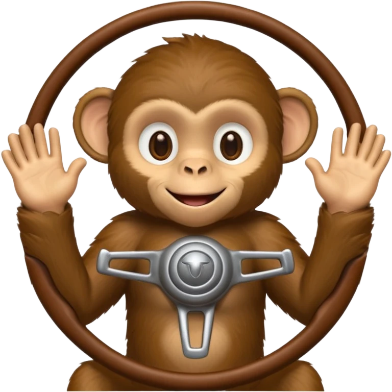 monkey pretending to drive but no car emoji