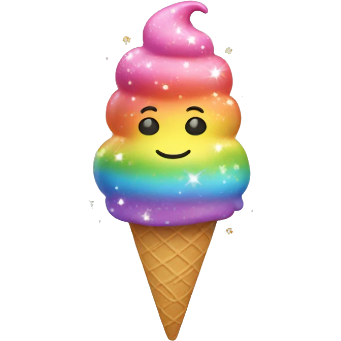 Rainbow ice cream with sparkles emoji