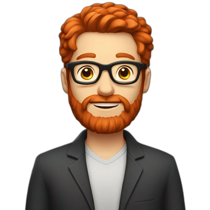 A red-haired guy with a red beard and glasses shows class emoji