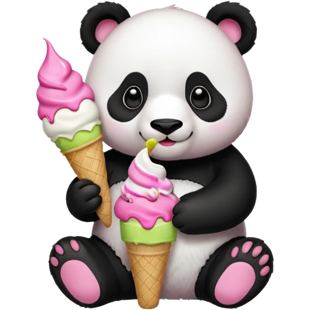 Panda eating ice cream emoji