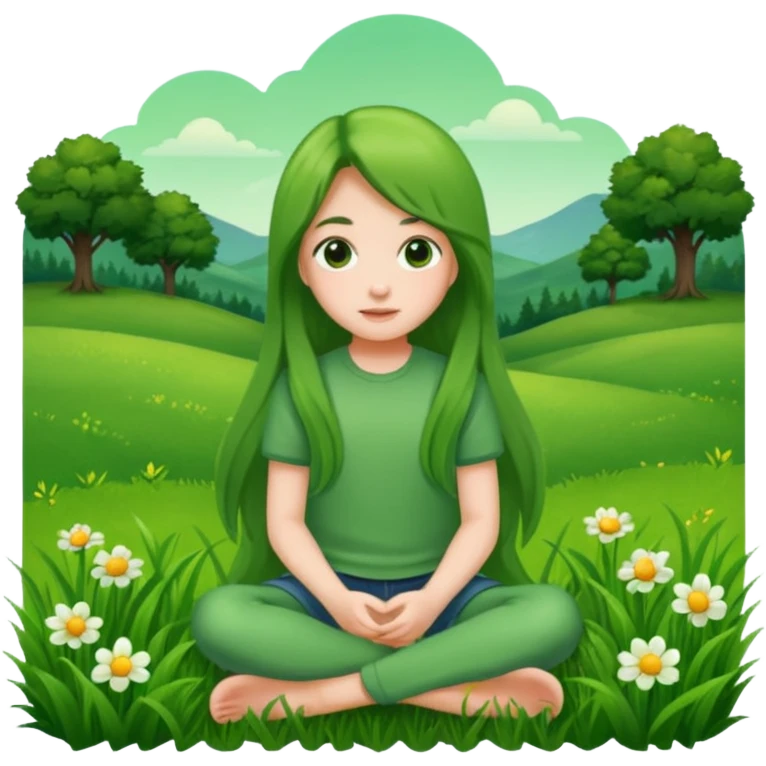 Girl sitting in grass emoji